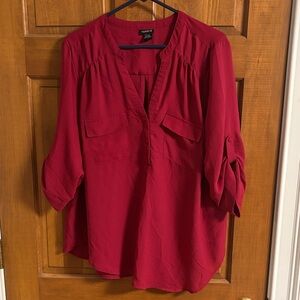 Torrid sz 1 Harper shirt berry red 3/4 sleeve used condition see last pic